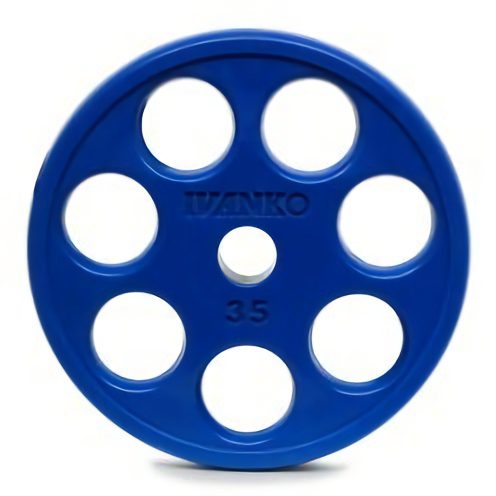A blue barbell plate